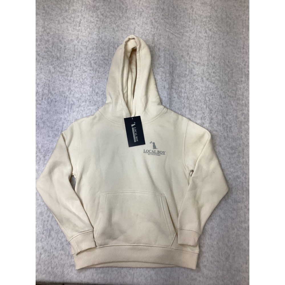 Local Boy Outfitters Kids Hoodie Cream Black Lab Decoy Graphic Y-S L0200030 NWT